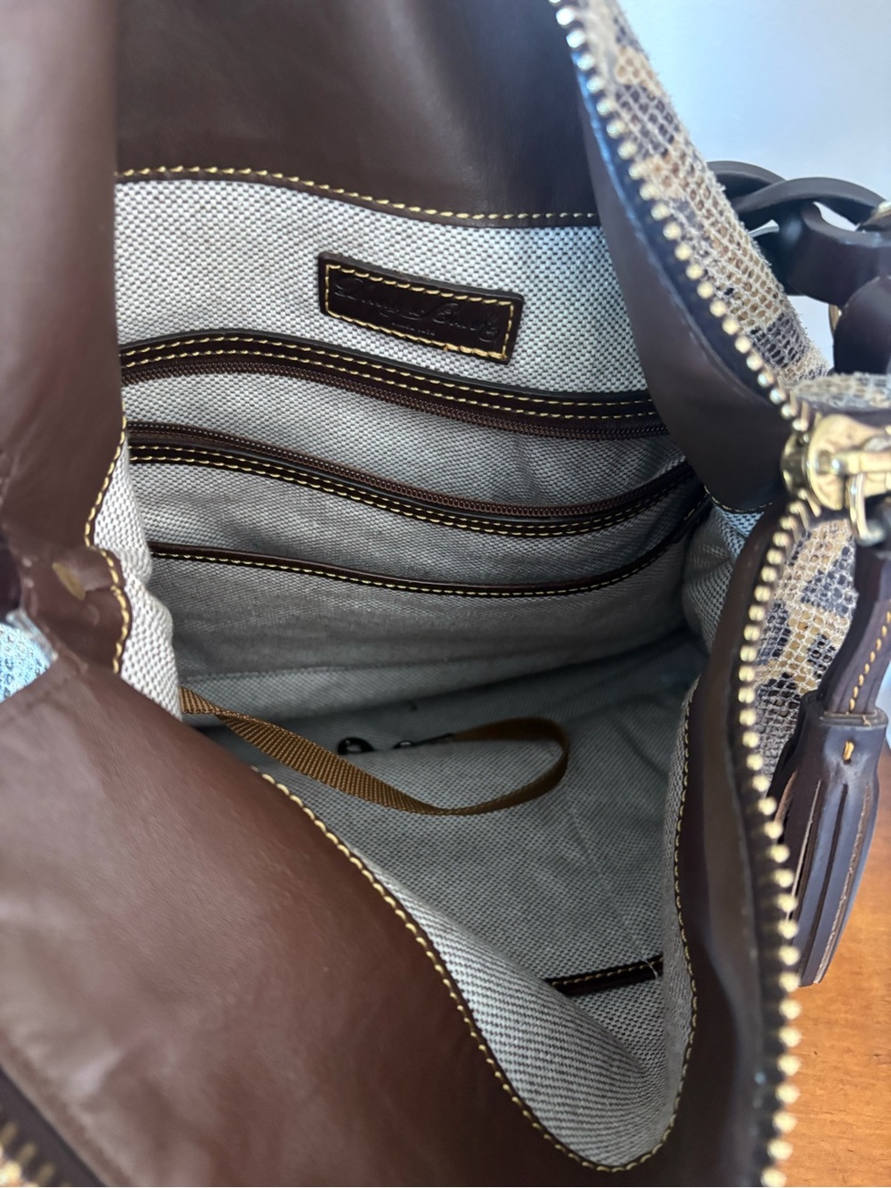 Dooney & Bourke Inspired Snake-Print Hobo Bag in Beige and Brown - Picture 5 of 8